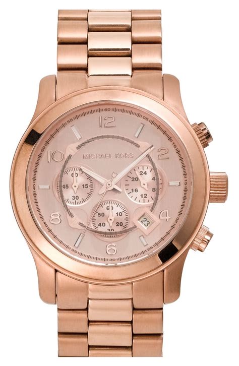 michael kors large runway rose gold watch|Michael Kors black runway watch.